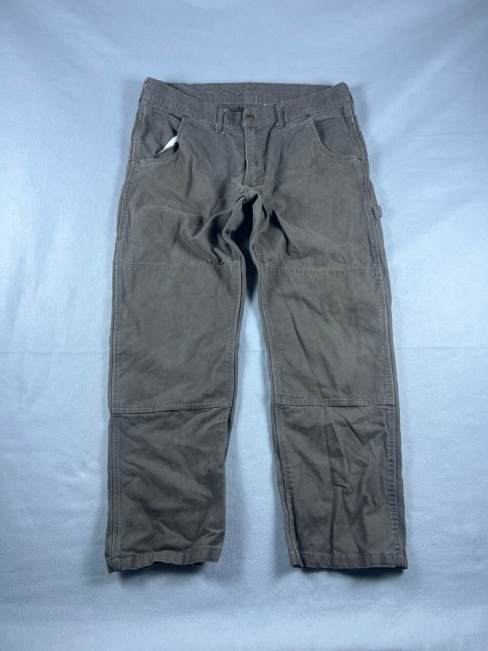 Key Carpenter Pants Mens 36x30 Brown Double Knee Duck Canvas Cargo Utility Work